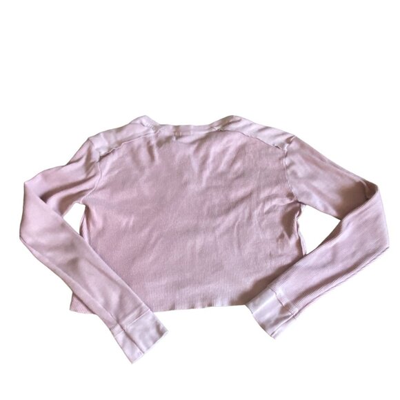 Wild Fable Womens Waffle Knit Cropped Thermal Shirt-Pink-Size M-GUC - Picture 6 of 7